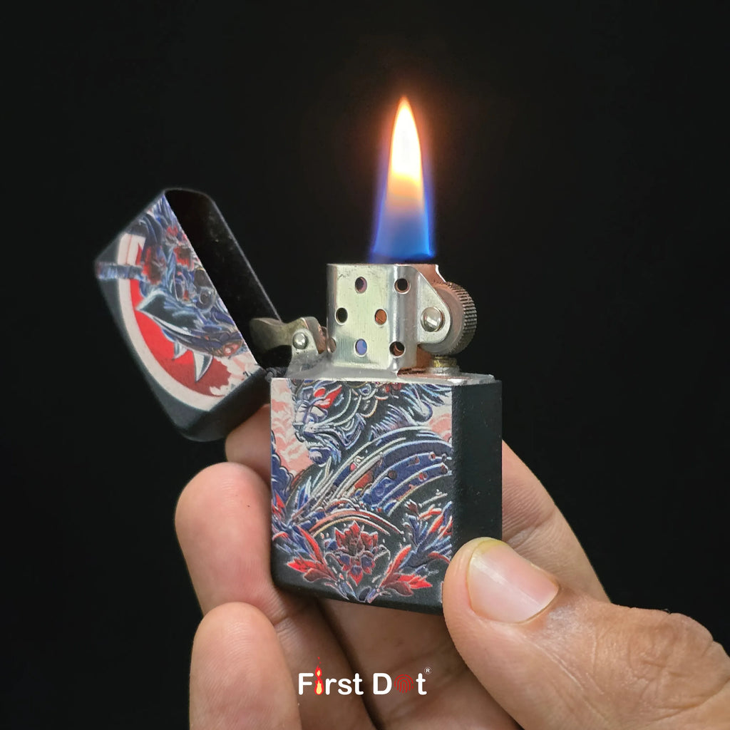 First Dot Japanese Dragon & Samurai Art Butane Lighter Pack of 2