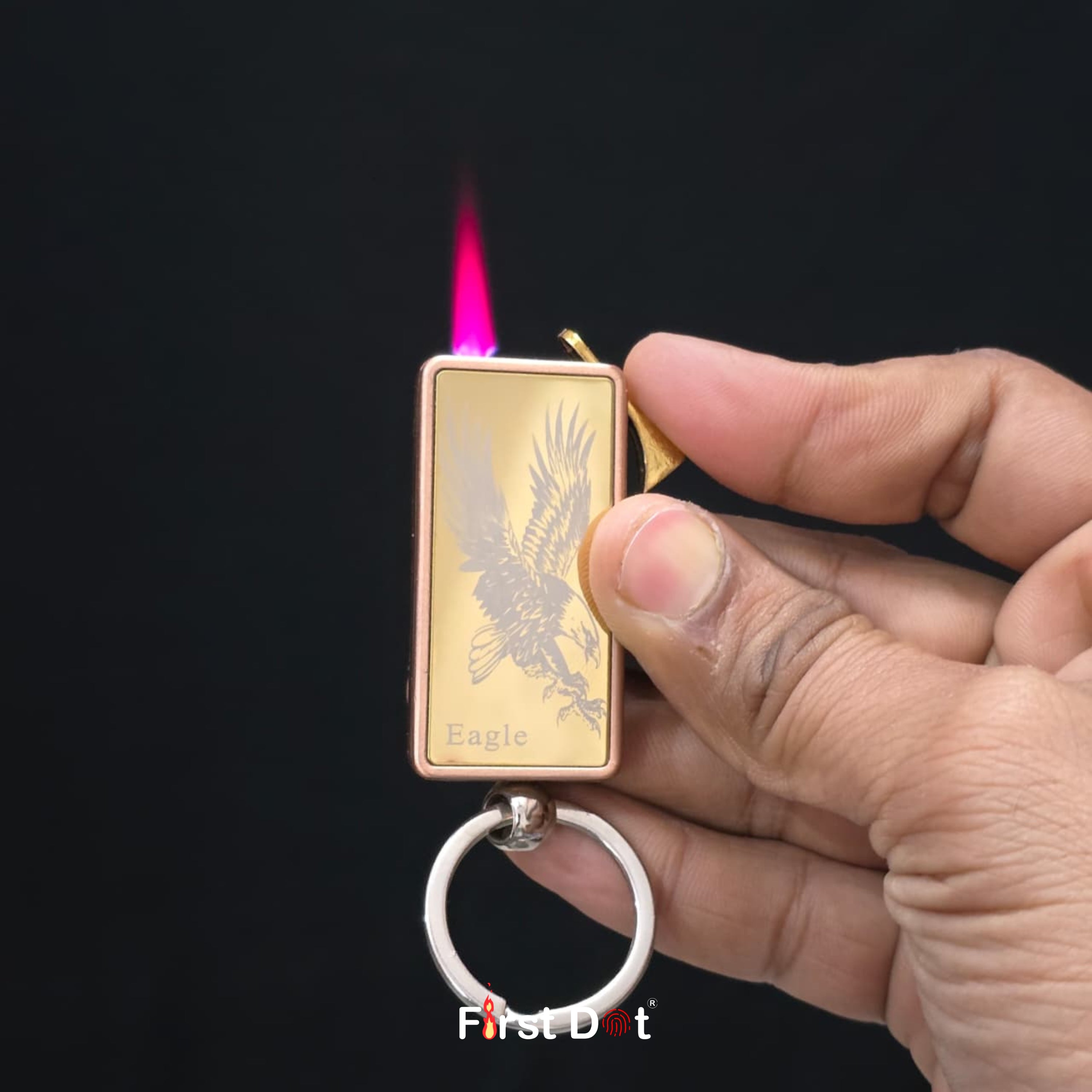 Eagle Engraved Jet Flame Keychain Lighter