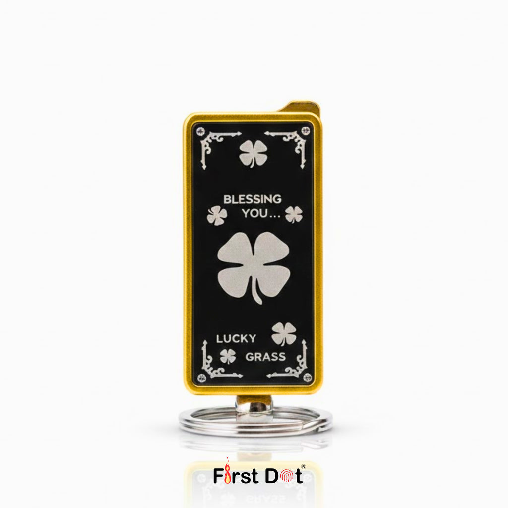 Lucky Clover Engraved Jet Flame Keychain Lighter