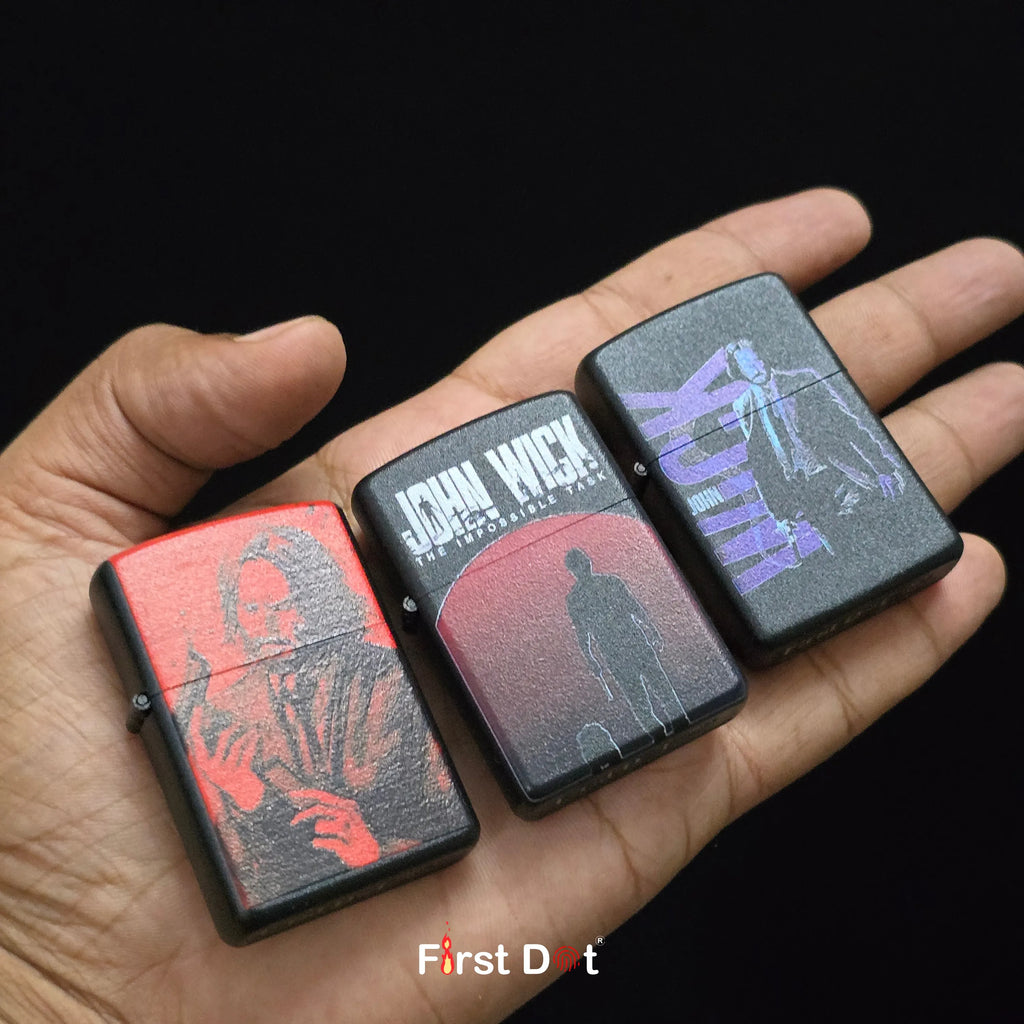First Dot John Wick Iconic Design Movie Edition Pack of 3 Lighters