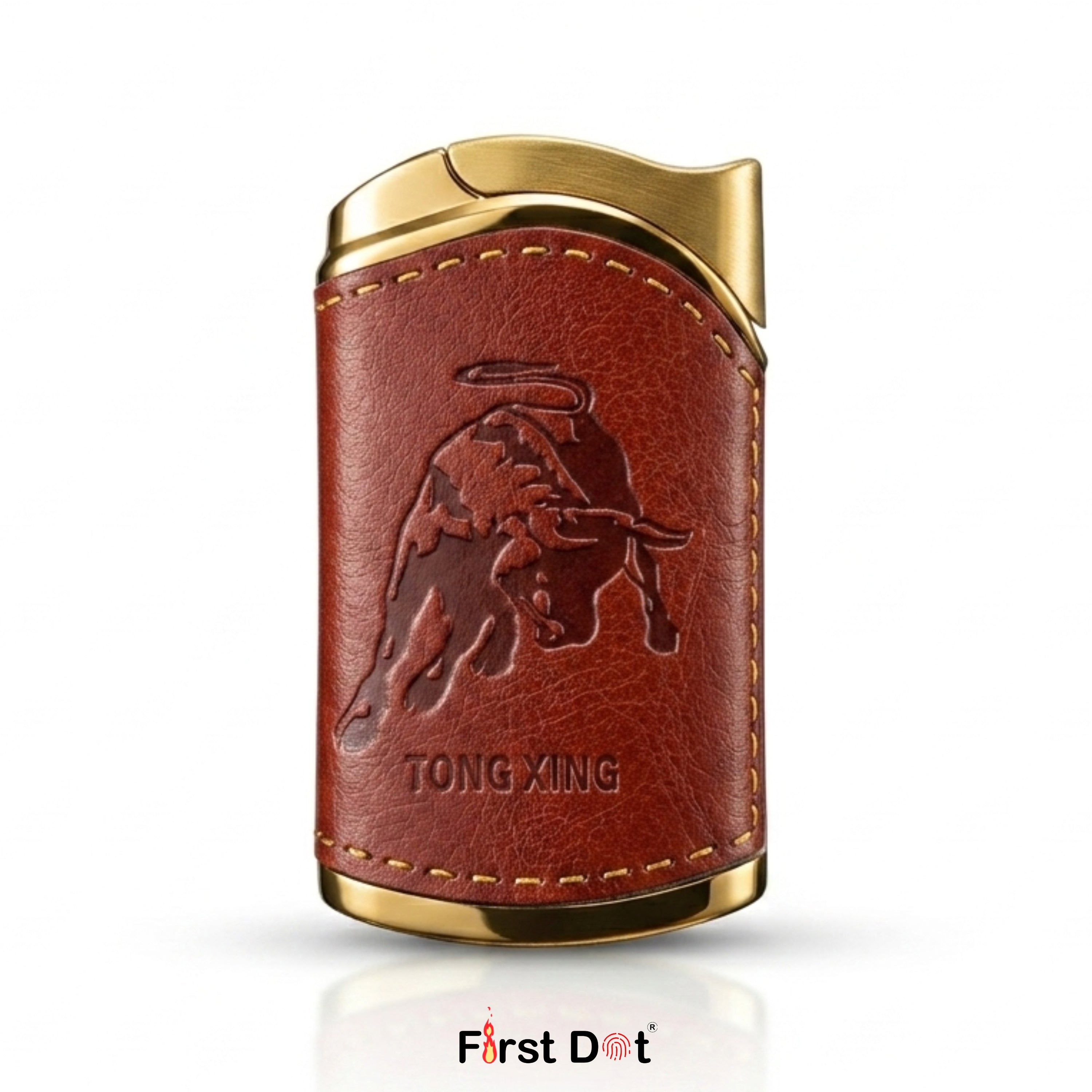 First Dot Leather Blue Jet Flame Windproof Cigarette Lighter