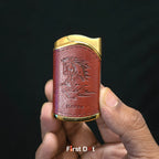First Dot Leather Blue Jet Flame Windproof Cigarette Lighter