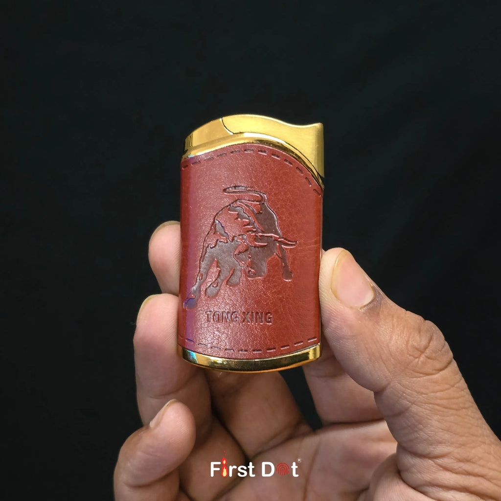 First Dot Leather Blue Jet Flame Windproof Cigarette Lighter