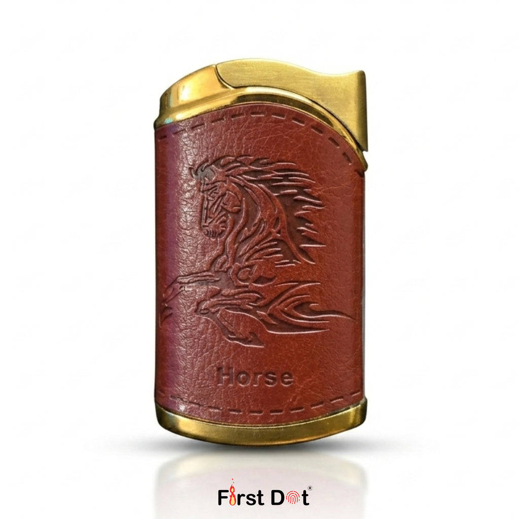 First Dot Leather Blue Jet Flame Windproof Cigarette Lighter
