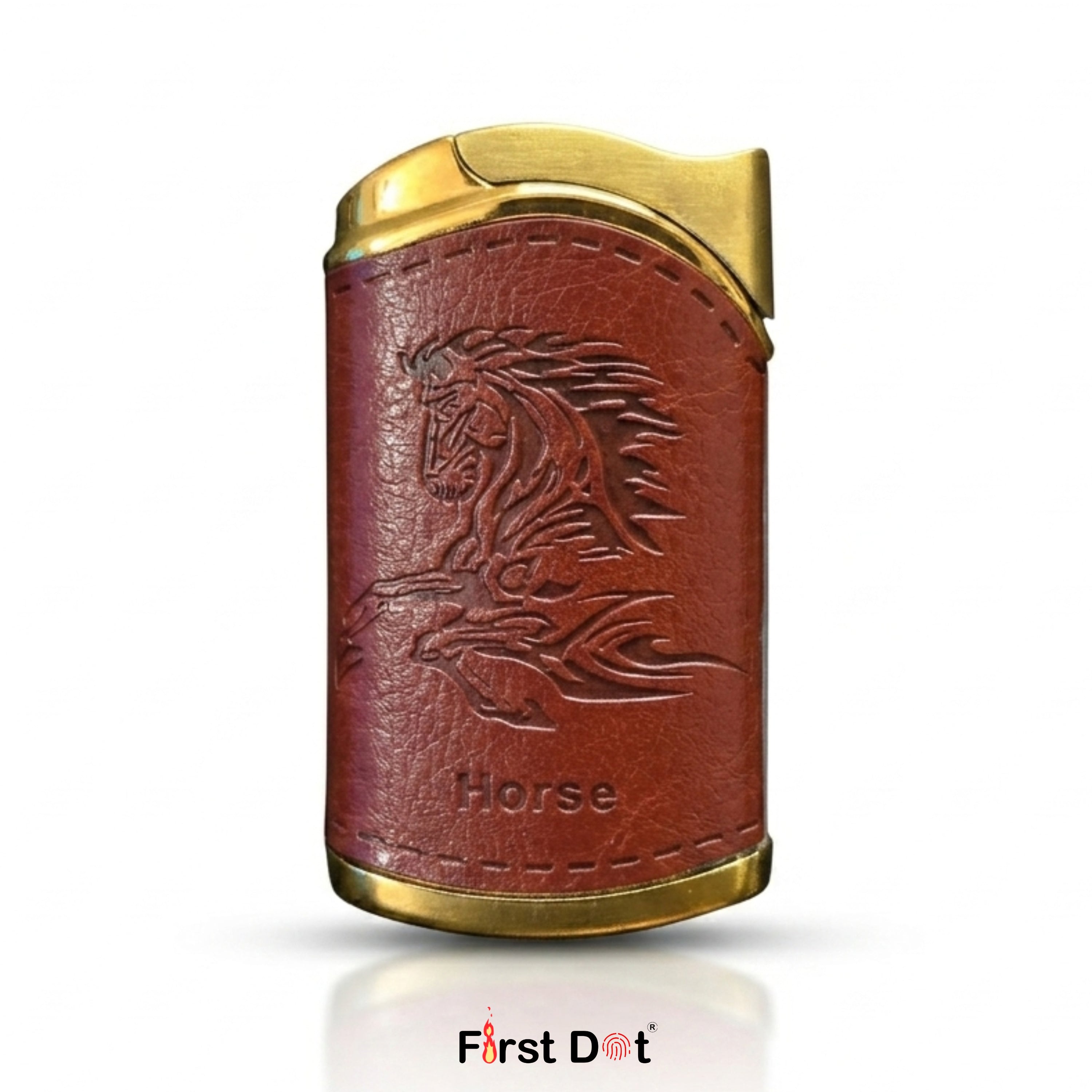 First Dot Leather Blue Jet Flame Windproof Cigarette Lighter