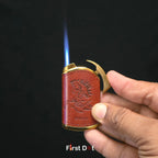 First Dot Leather Blue Jet Flame Windproof Cigarette Lighter