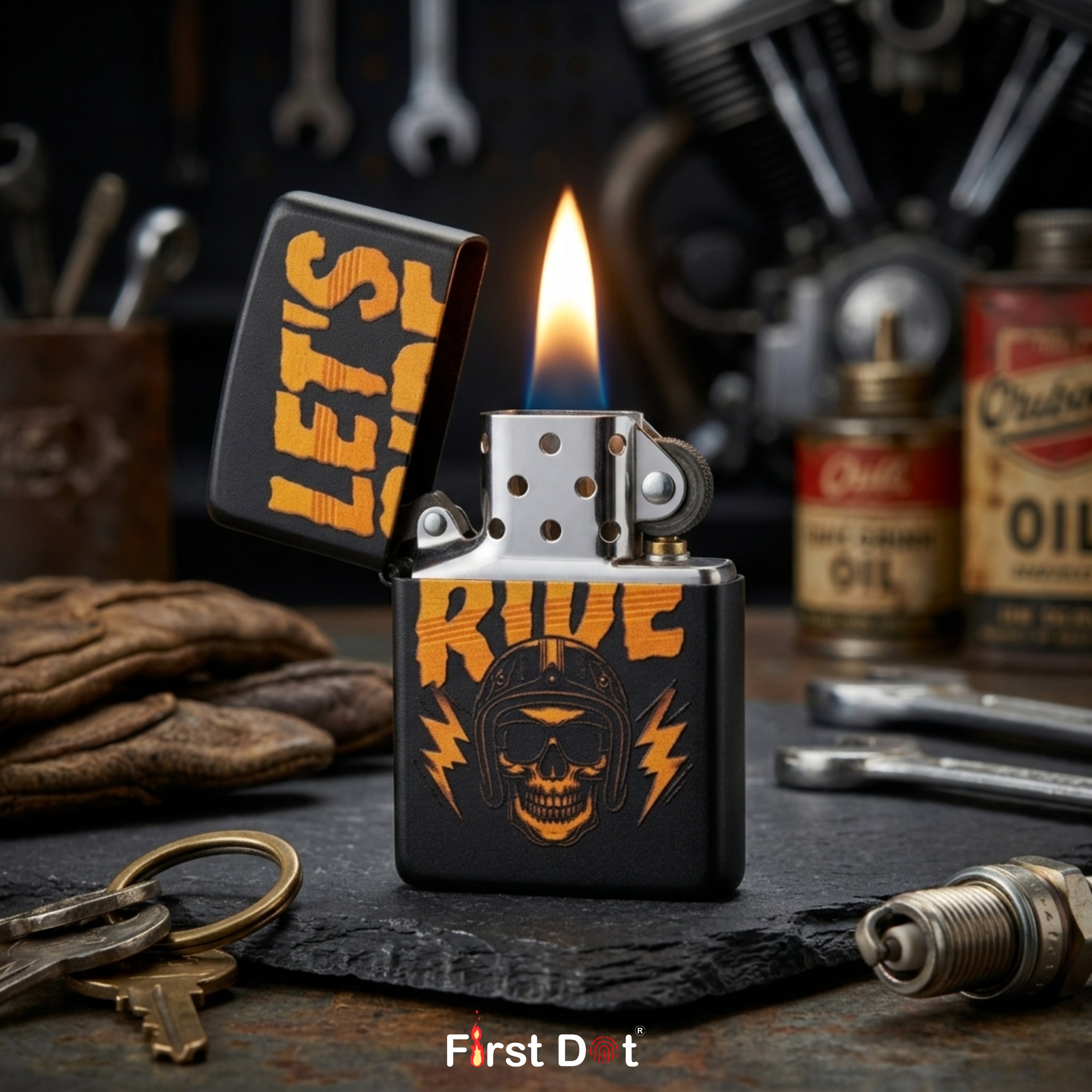 First Dot Let's Ride Windproof Cigarette Lighter