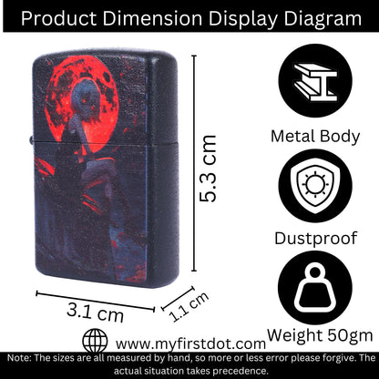 Red Moon Girl Windproof Cigarette Lighter for Men | Pocket Classic Lighter for Smoking | | First Dot