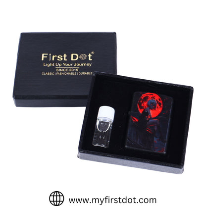 Red Moon Girl Windproof Cigarette Lighter for Men | Pocket Classic Lighter for Smoking | | First Dot