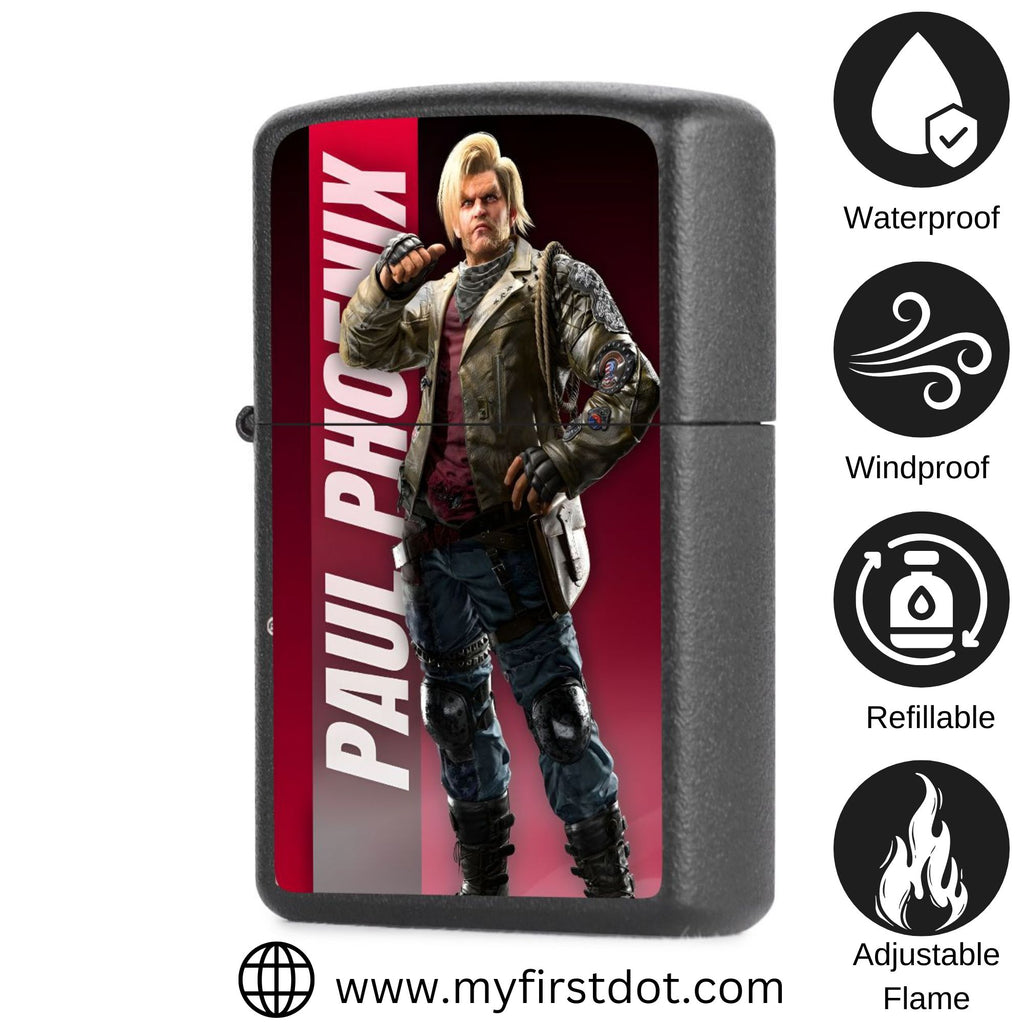 First Dot Paul Phoenix Both-Sided Graphic Print Windproof Cigarette Lighter