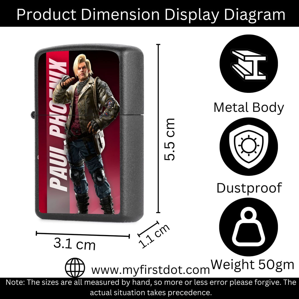 First Dot Paul Phoenix Both-Sided Graphic Print Windproof Cigarette Lighter