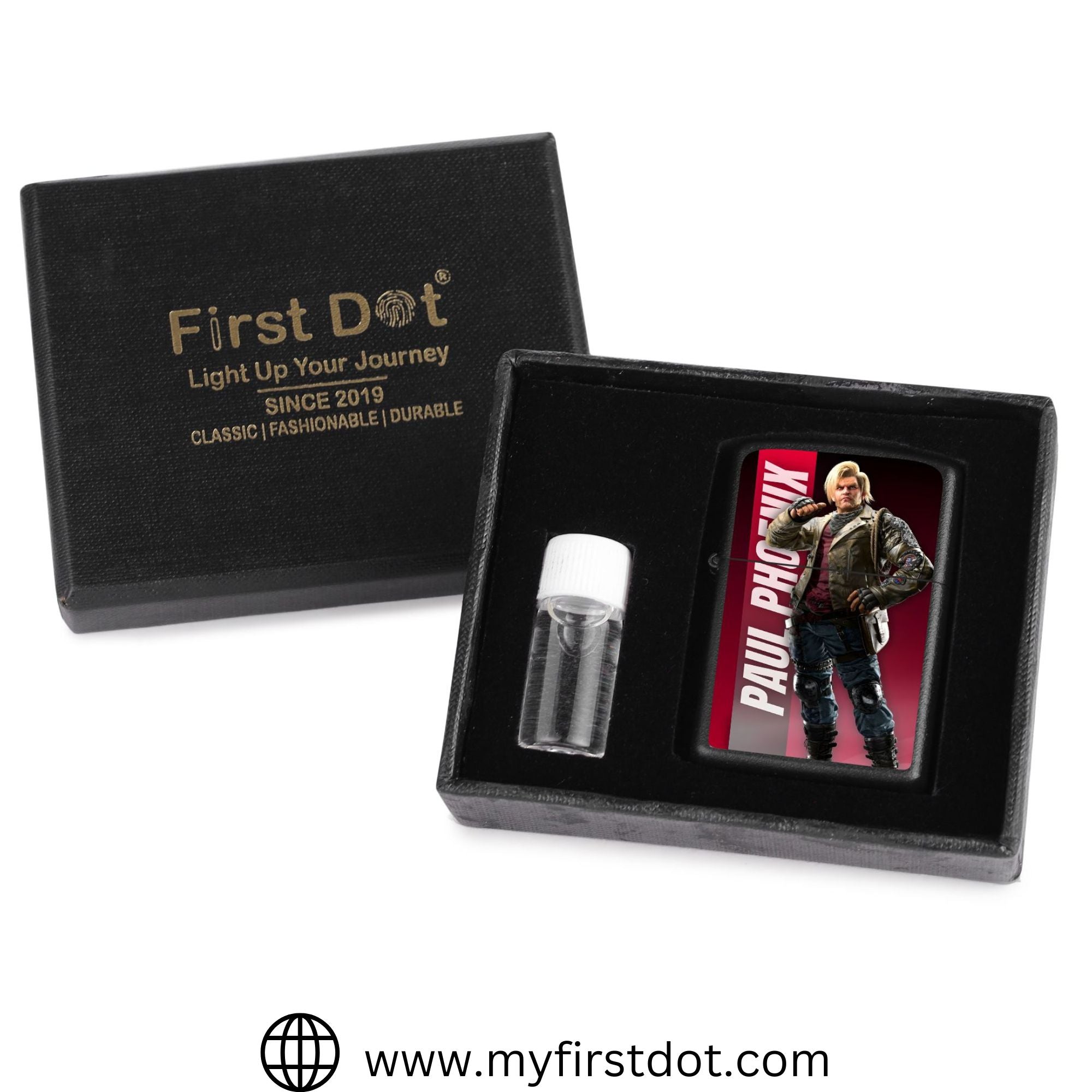 First Dot Paul Phoenix Both-Sided Graphic Print Windproof Cigarette Lighter