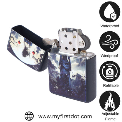 Blue Dress Moon Girl Windproof Cigarette Lighter for Men | Pocket Classic Lighter for Smoking | | First Dot