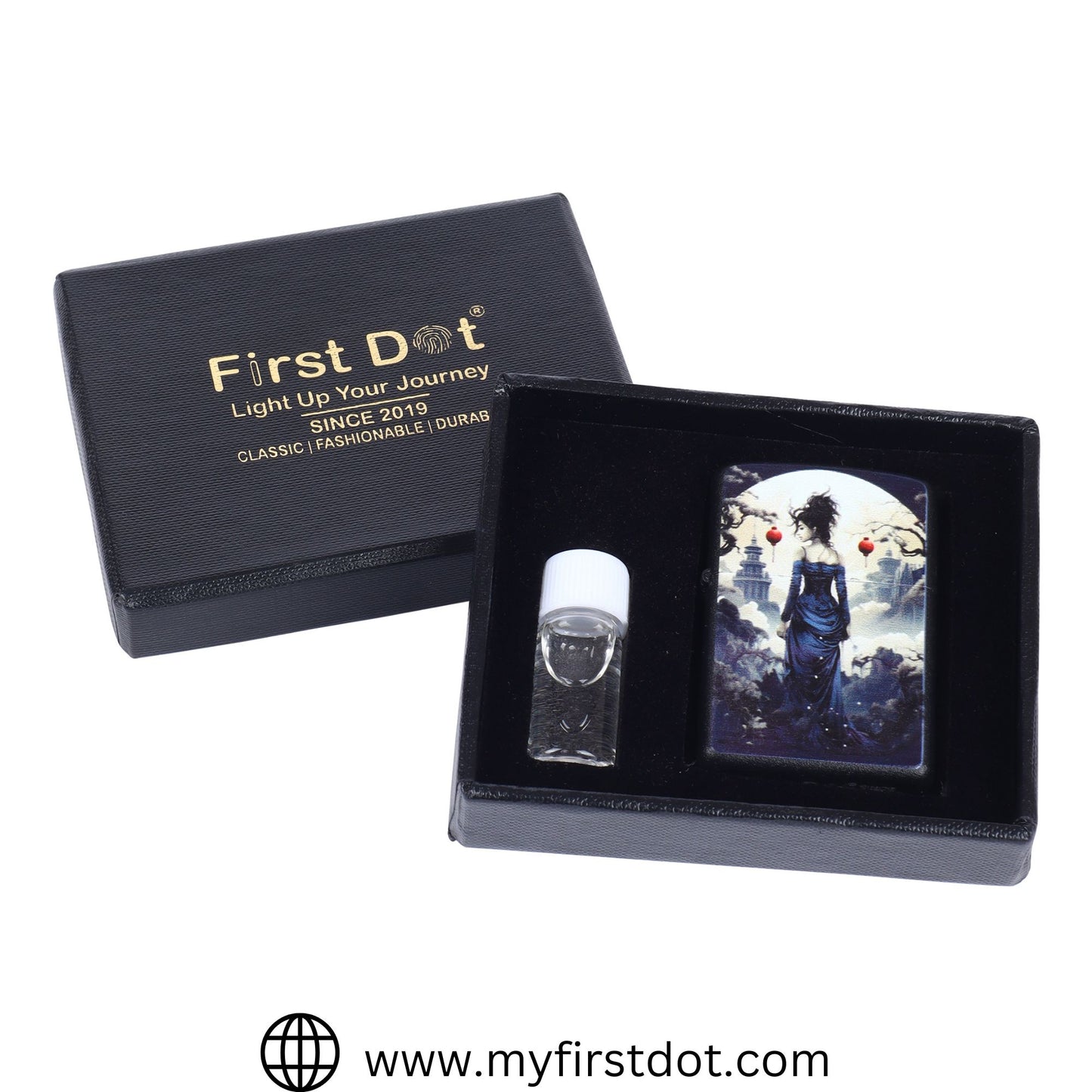 Blue Dress Moon Girl Windproof Cigarette Lighter for Men | Pocket Classic Lighter for Smoking | | First Dot