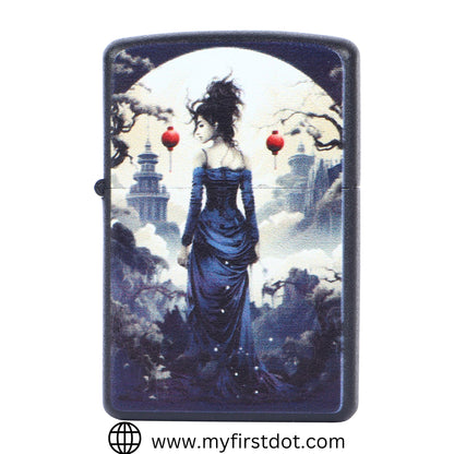 Blue Dress Moon Girl Windproof Cigarette Lighter for Men | Pocket Classic Lighter for Smoking | | First Dot