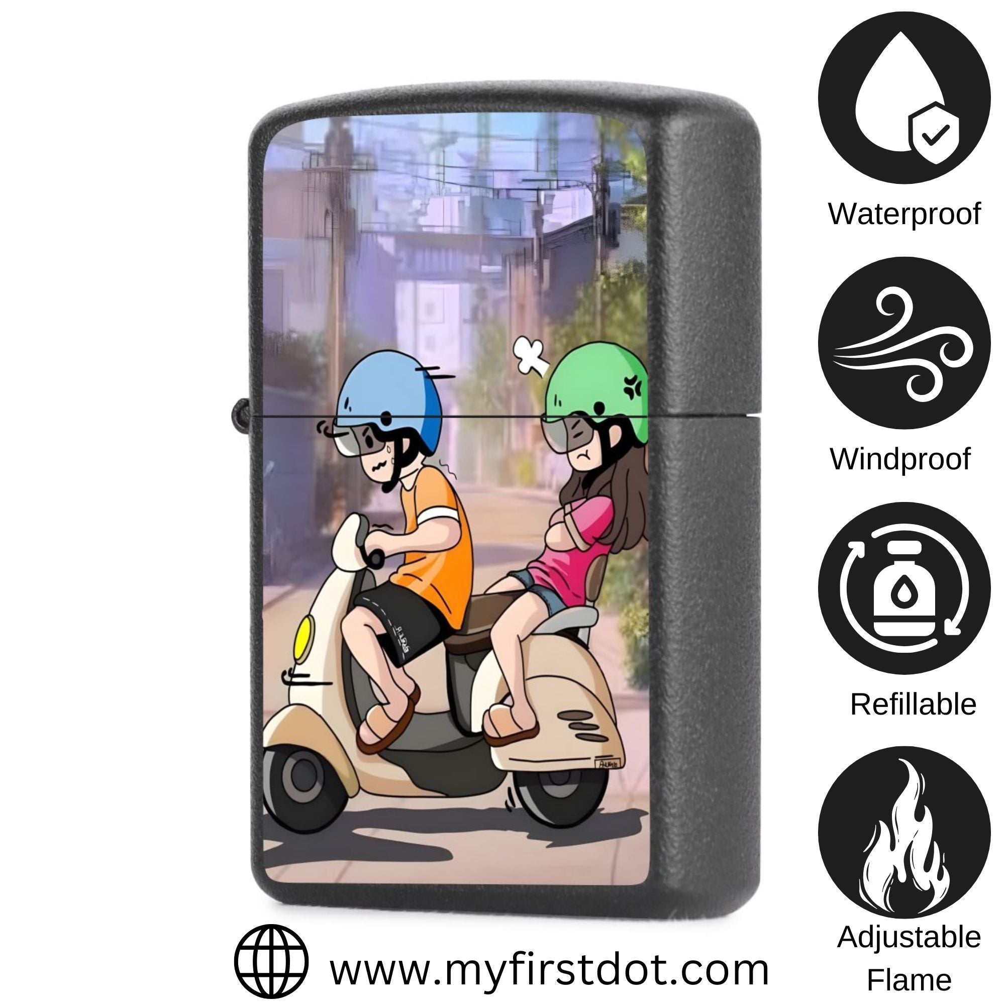 First Dot Urban Scooter Art Edition Windproof Cigarette Lighter