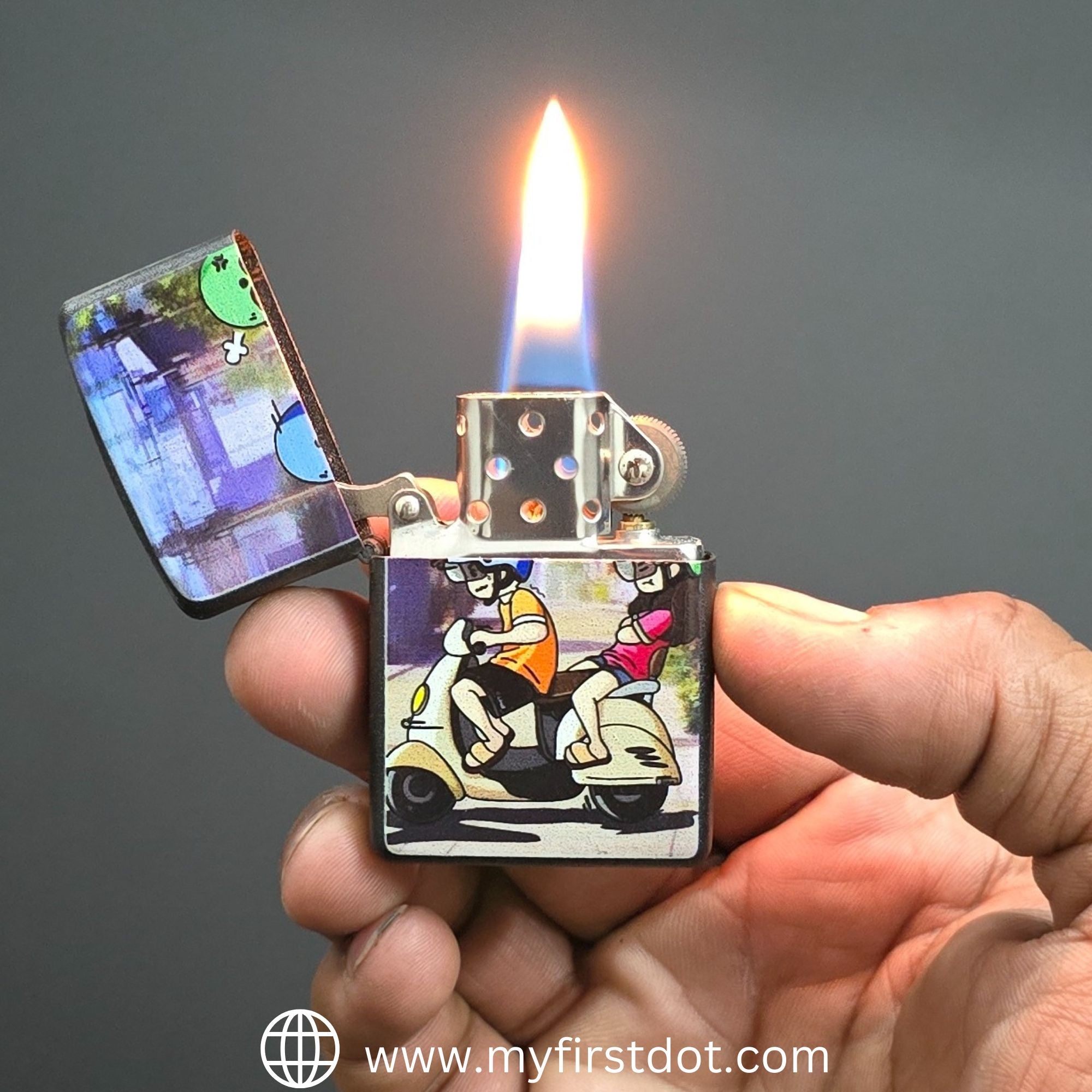 First Dot Urban Scooter Art Edition Windproof Cigarette Lighter
