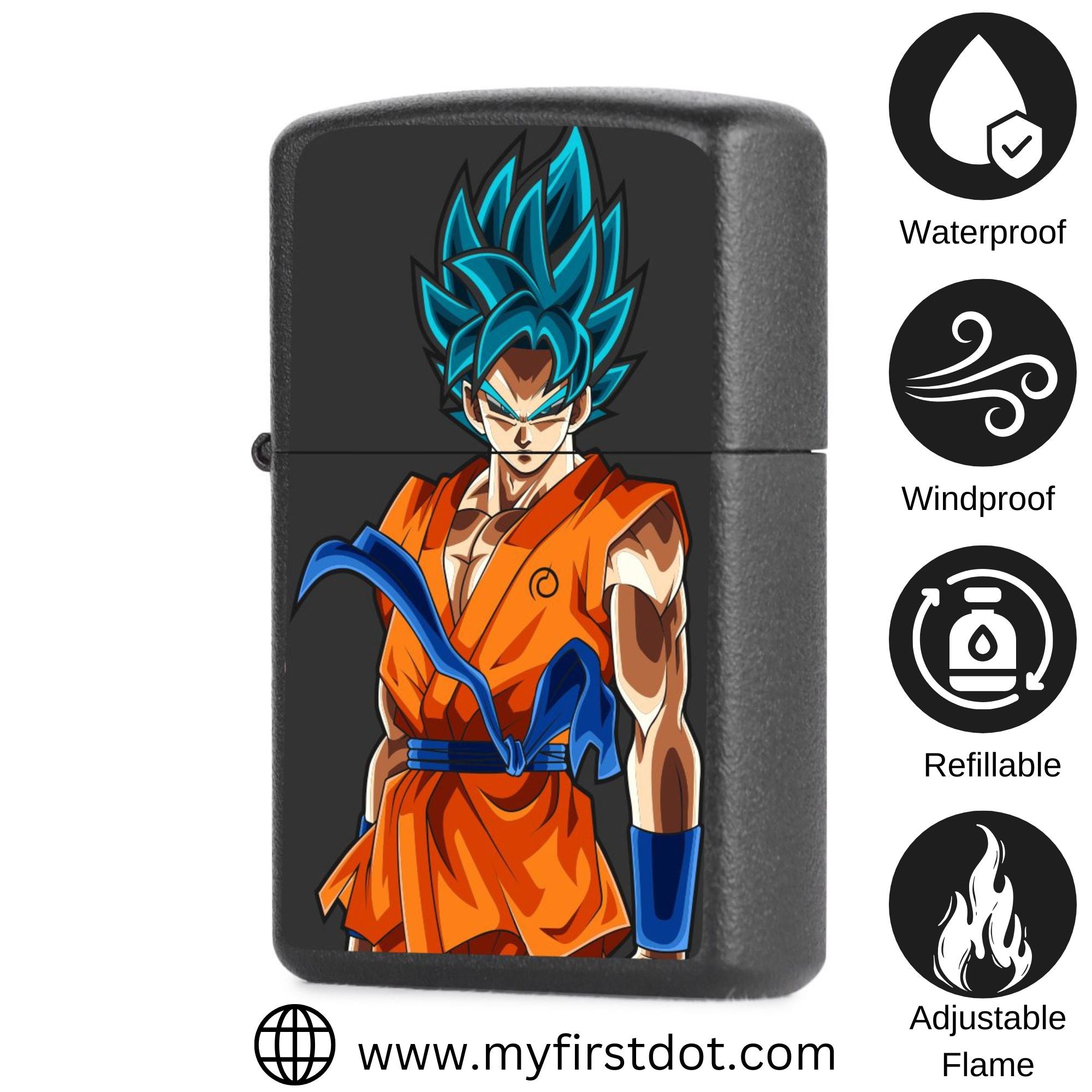 First Dot Goku Super Saiyan Blue Windproof Cigarette Lighter
