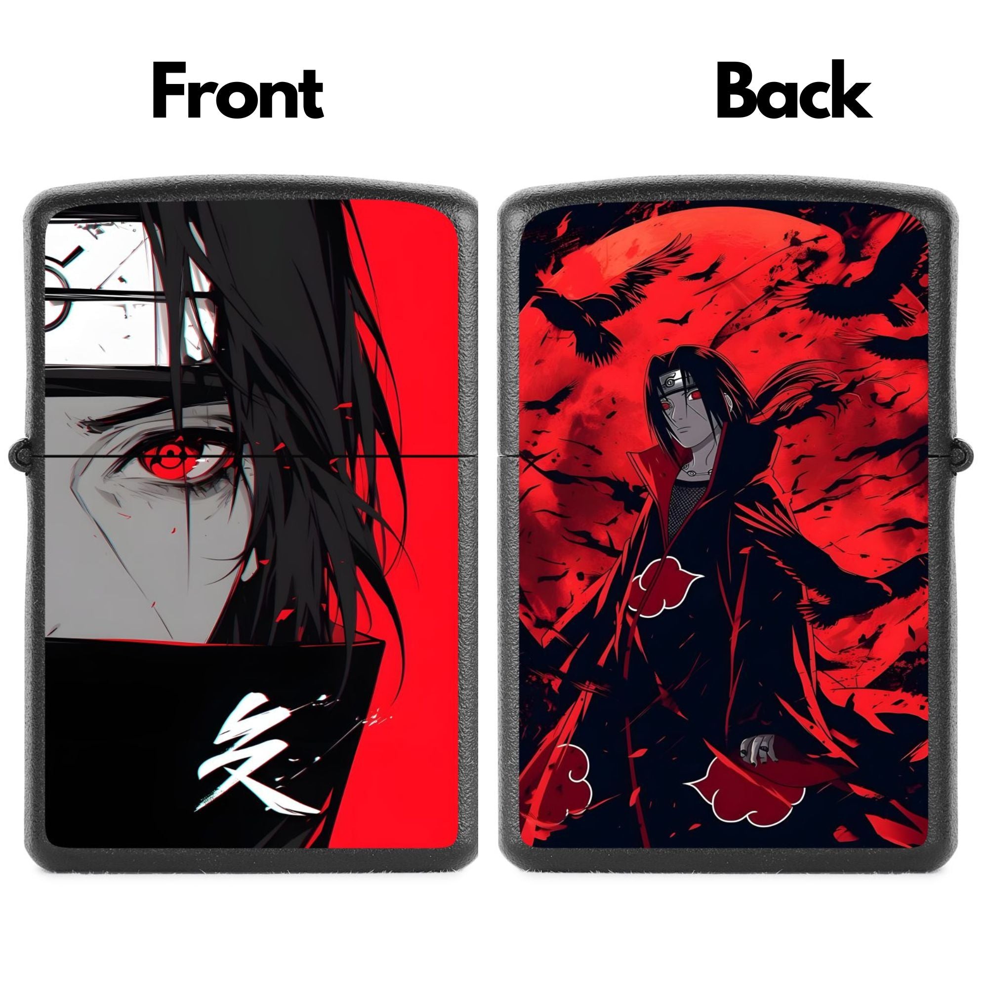 Anime-themed lighter with front and back designs on a white background