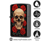 Red Flower Skull Lighter Windproof Cigarette Lighter for Men