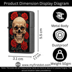 Red Flower Skull Lighter Windproof Cigarette Lighter for Men