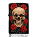 Red Flower Skull Lighter Windproof Cigarette Lighter for Men