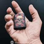 Red Flower Skull Lighter Windproof Cigarette Lighter for Men