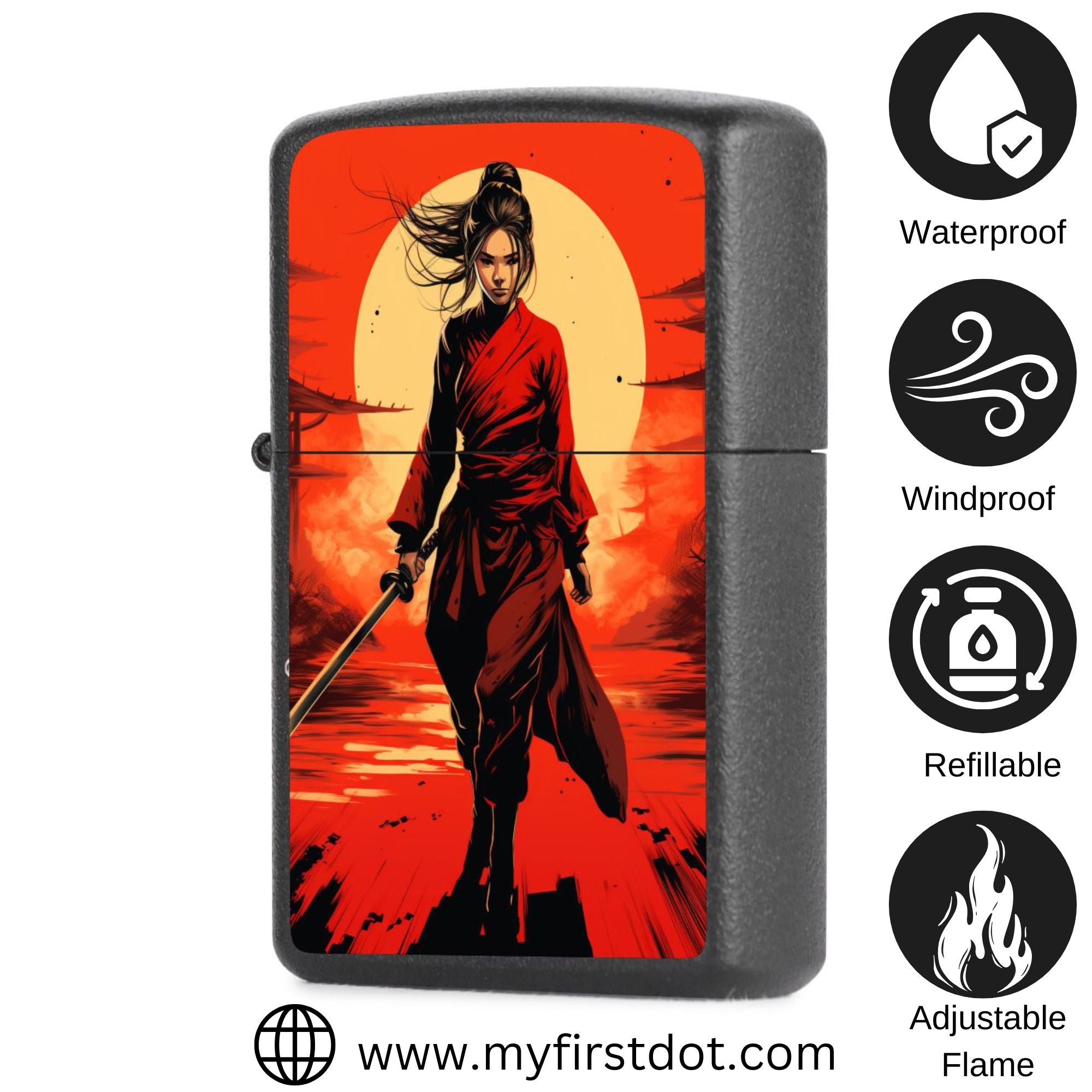 First Dot Samurai Sunset Ronin Series Windproof Cigarette Lighter