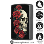 Skull Red Roses lighter Windproof Cigarette Lighter for Men