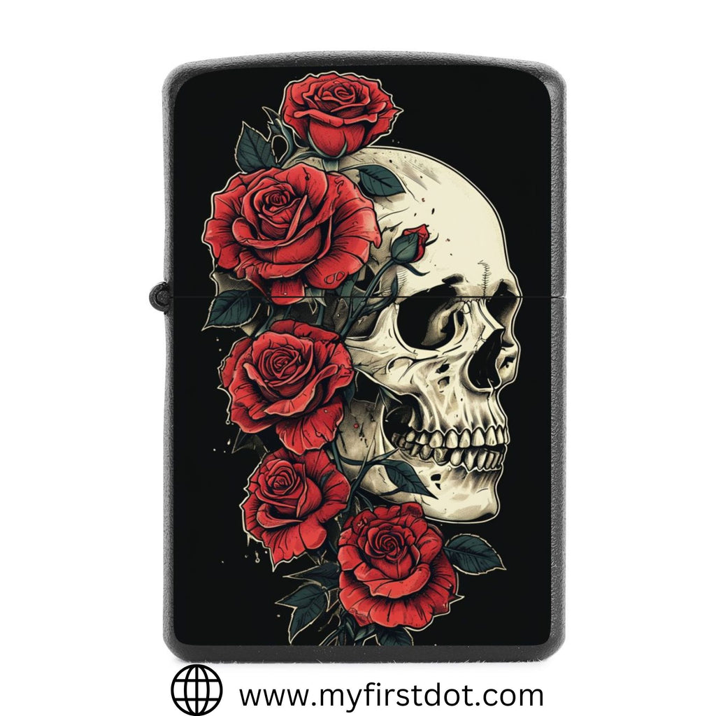 Skull Red Roses lighter Windproof Cigarette Lighter for Men