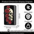 Skull Red Roses lighter Windproof Cigarette Lighter for Men