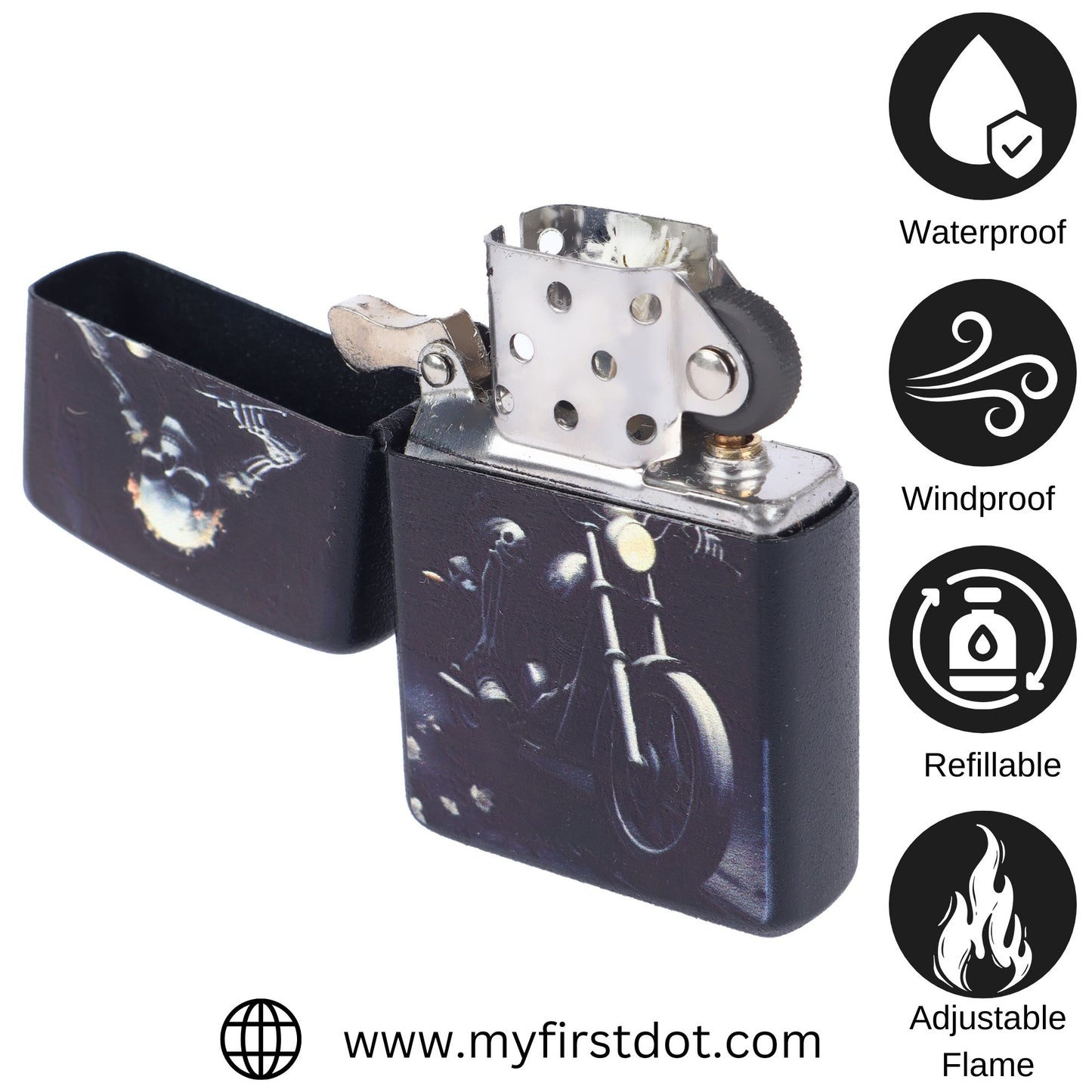 Skull Rider Windproof Cigarette Lighter for Men | Pocket Classic Lighter for Smoking | | First Dot