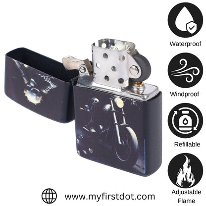 Skull Rider Windproof Cigarette Lighter for Men | Pocket Classic Lighter for Smoking | | First Dot