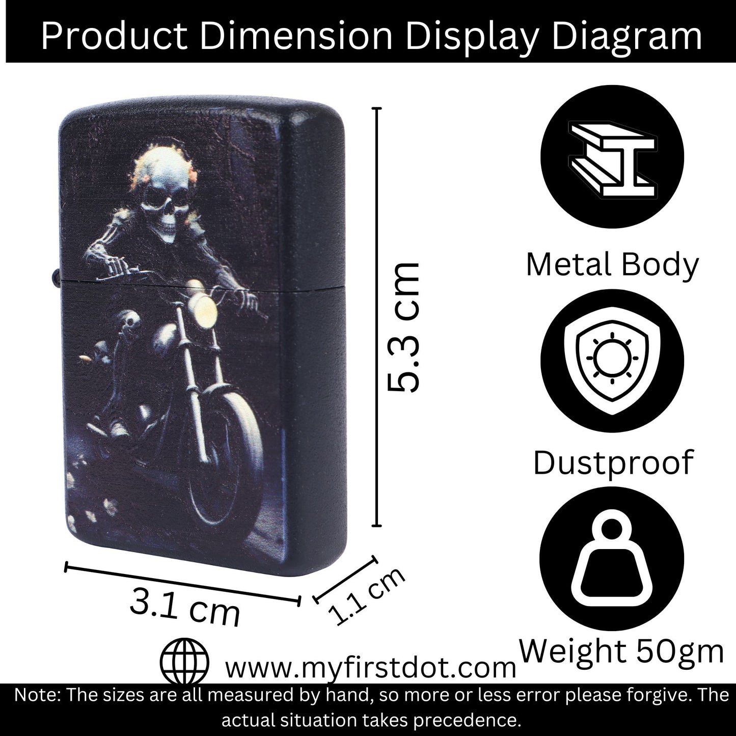 Skull Rider Windproof Cigarette Lighter for Men | Pocket Classic Lighter for Smoking | | First Dot