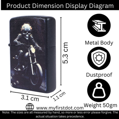 Skull Rider Windproof Cigarette Lighter for Men | Pocket Classic Lighter for Smoking | | First Dot