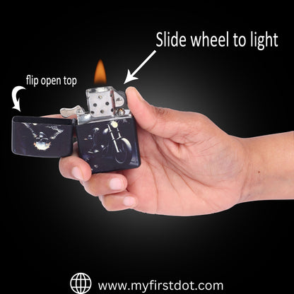 Skull Rider Windproof Cigarette Lighter for Men | Pocket Classic Lighter for Smoking | | First Dot