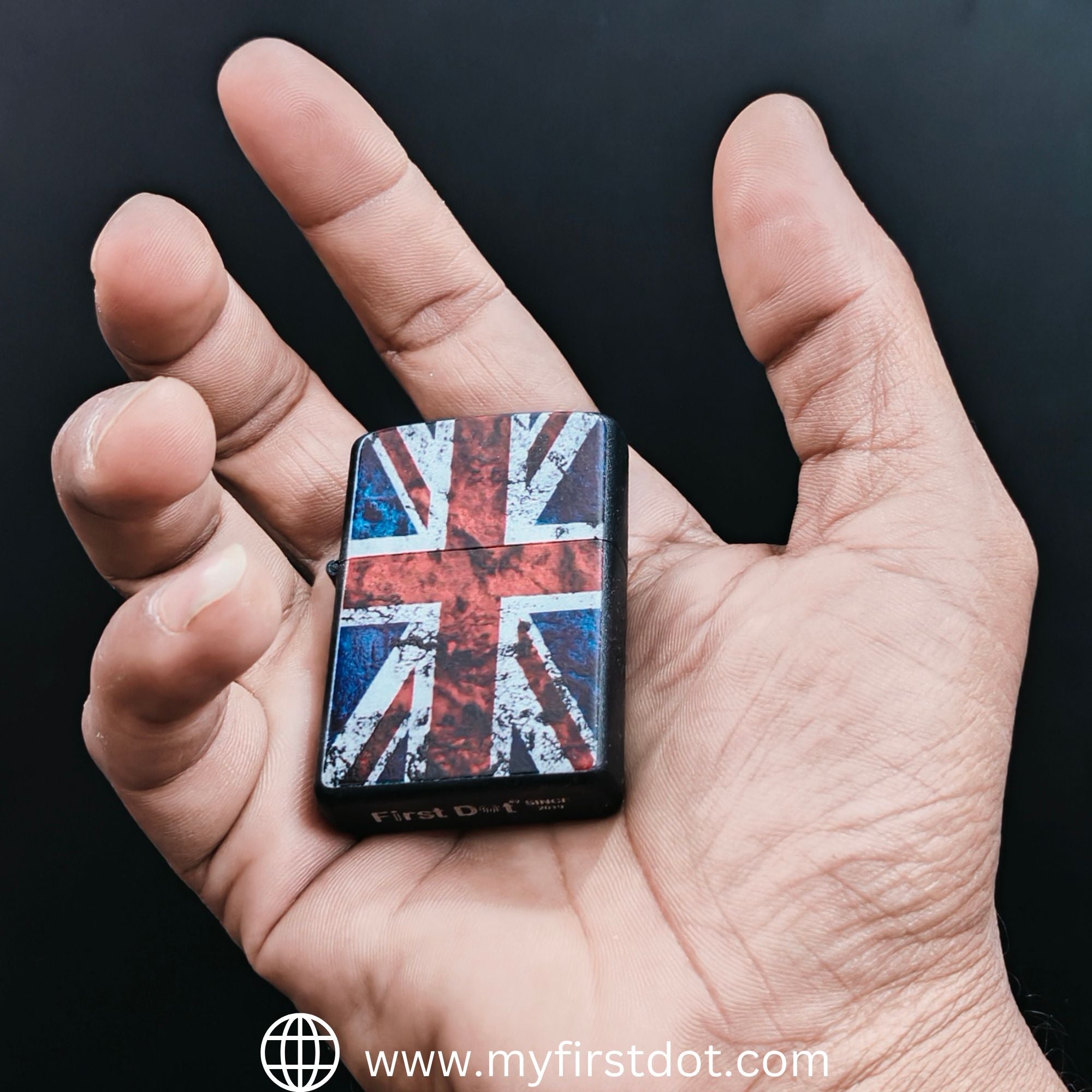 First Dot Vintage British Flag Windproof Cigarette Lighter