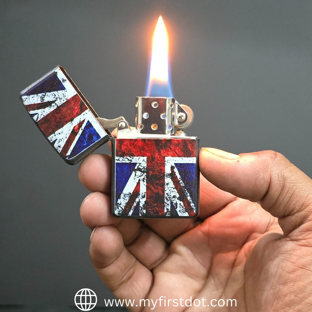 First Dot Vintage British Flag Windproof Cigarette Lighter