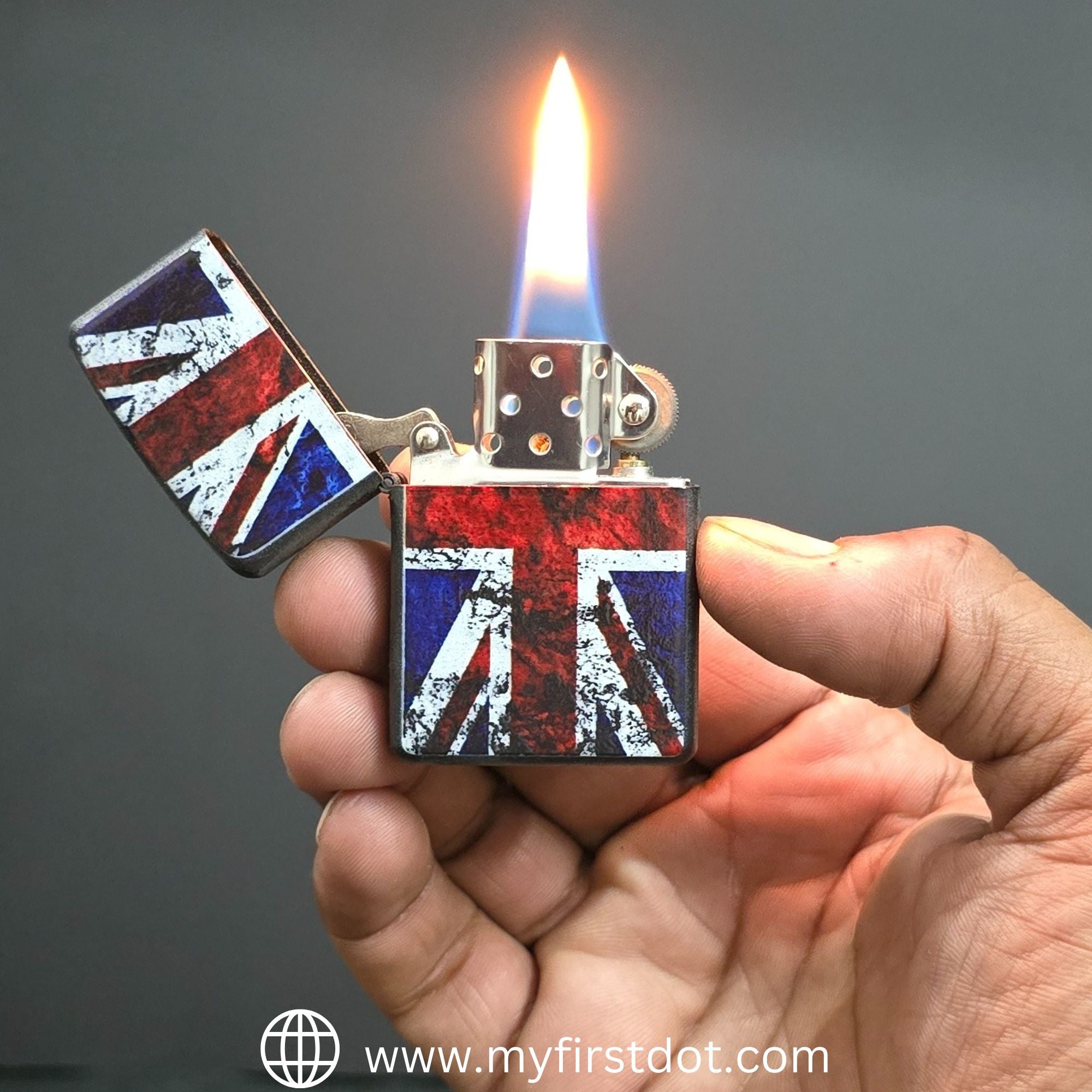 First Dot Vintage British Flag Windproof Cigarette Lighter