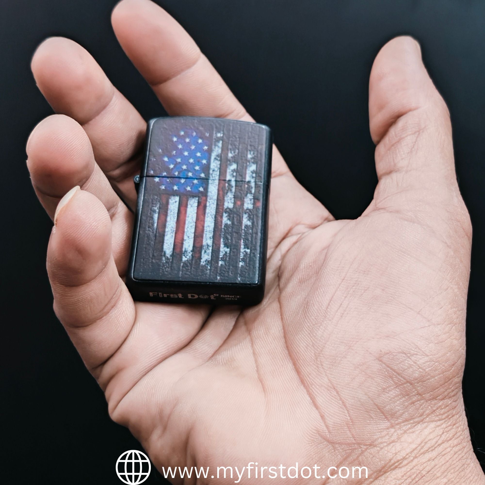 First Dot US Flag Windproof Cigarette Lighter