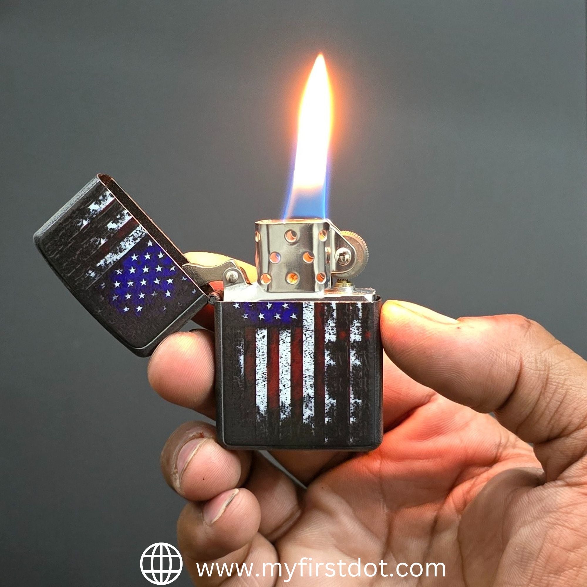 First Dot US Flag Windproof Cigarette Lighter