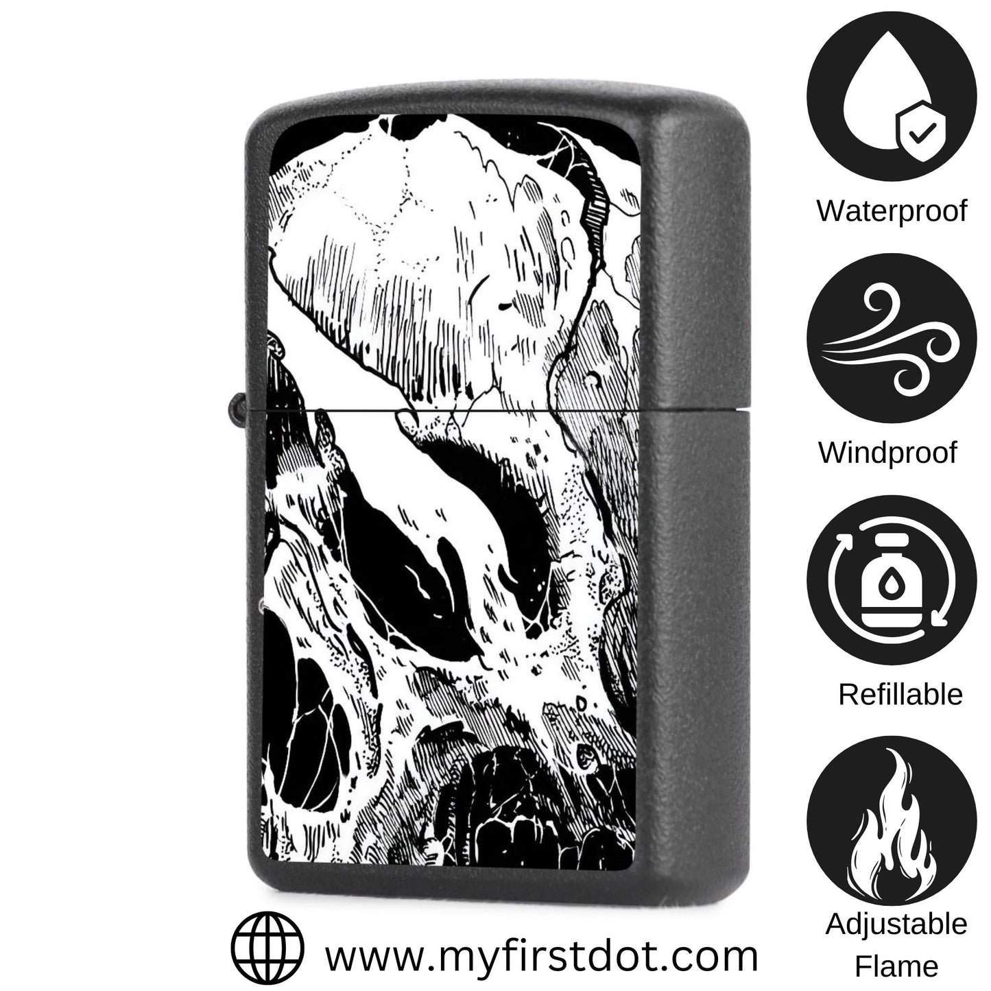 White Skull Lighter Windproof Cigarette Lighter for Men