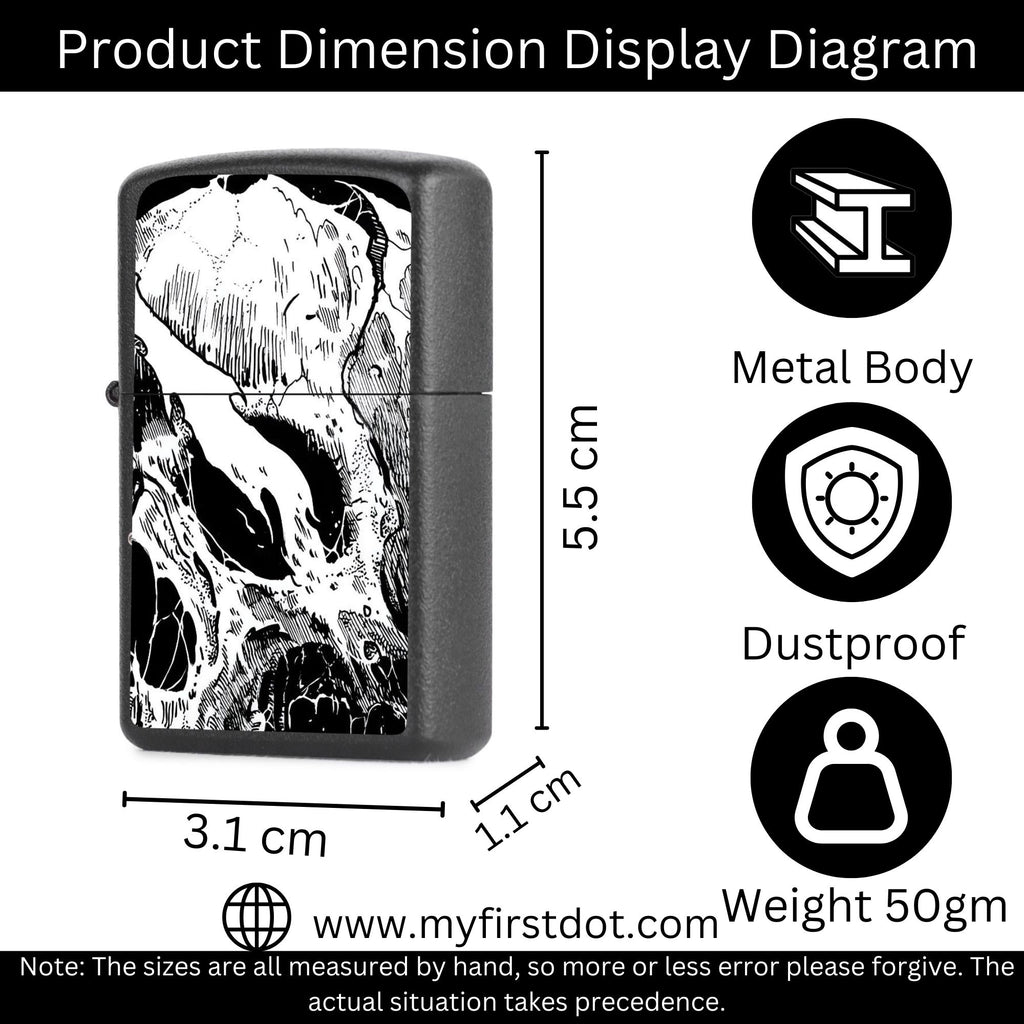 First Dot Ink-Art Skull Windproof Cigarette Lighter