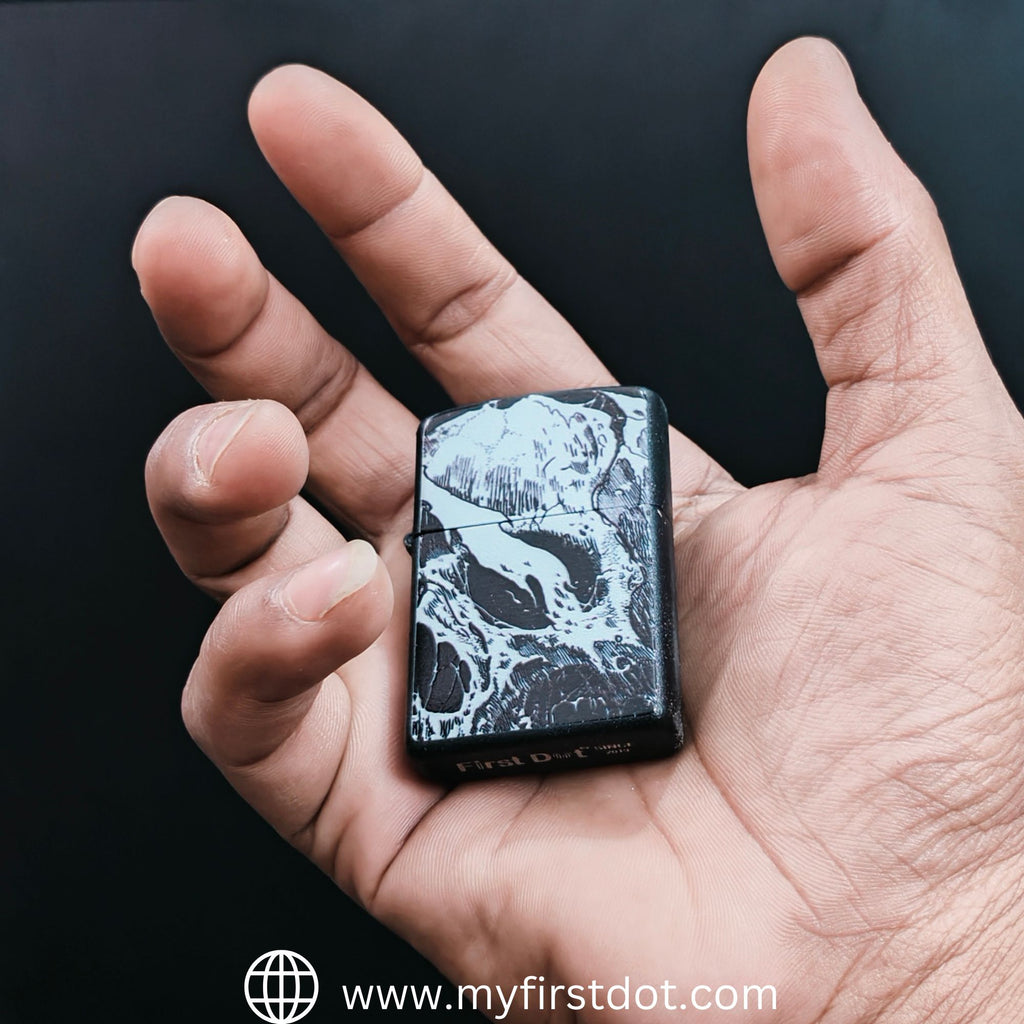 First Dot Ink-Art Skull Windproof Cigarette Lighter