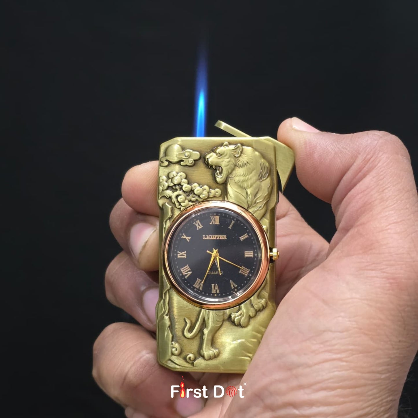 Lion Built-in Watch Jet Flame Lighter