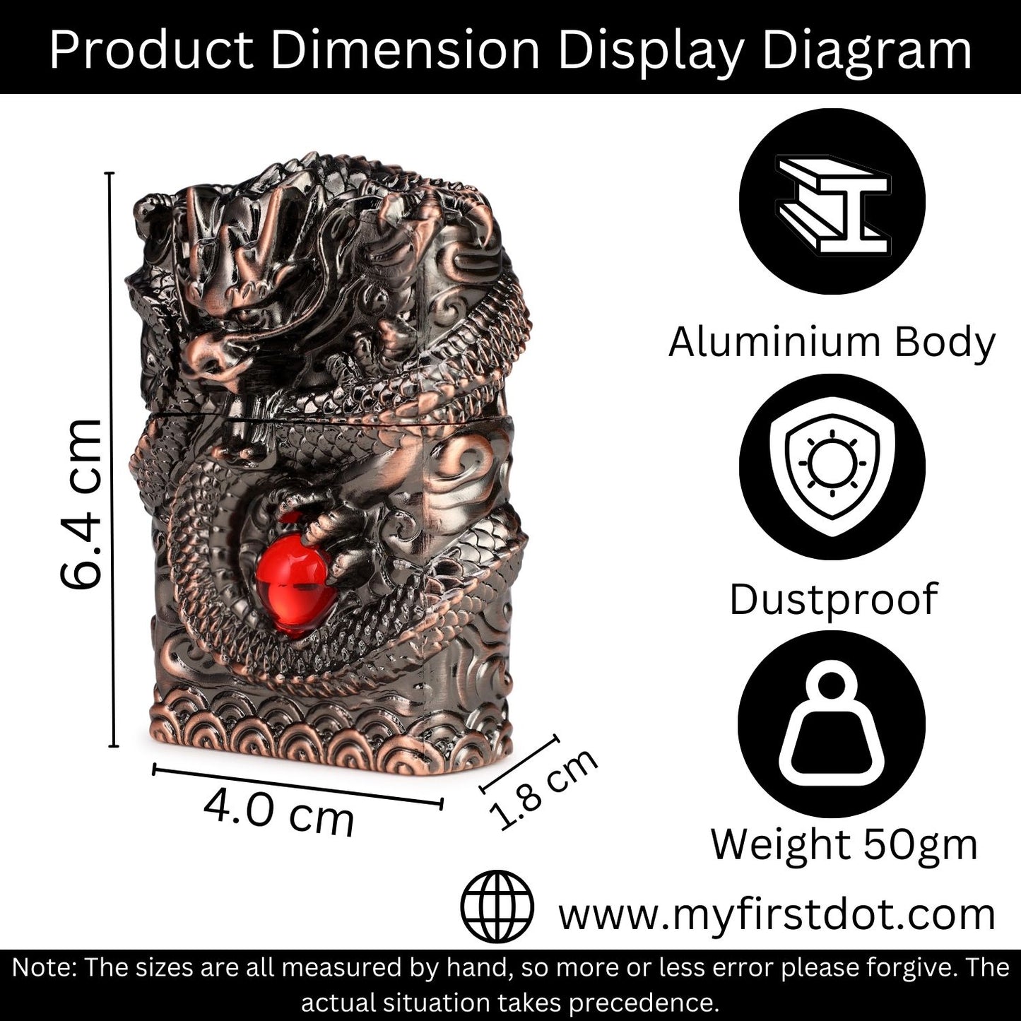 Soft Flame Dragon Lighter | Grinding Wheel, Refillable | First Dot