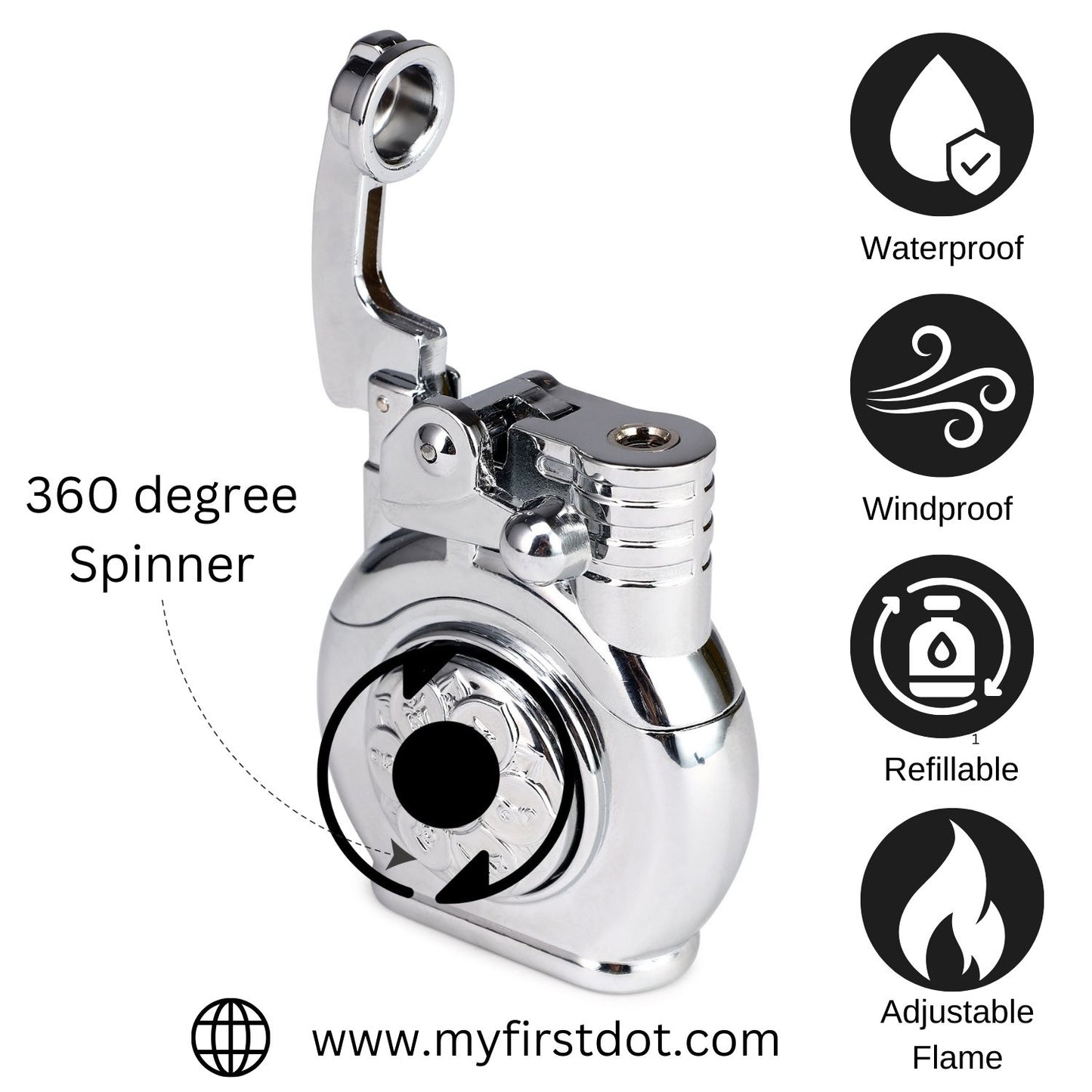 Spinner Premium Refillable Cigarette Lighter – Perfect for Gifting | First Dot