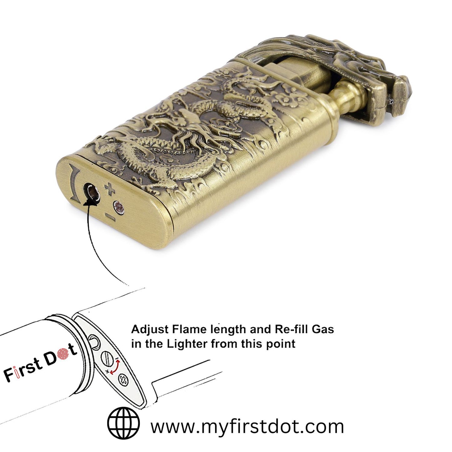 Dragon Double Flame Premium Refillable Cigarette Lighter – Perfect for Gifting | First Dot