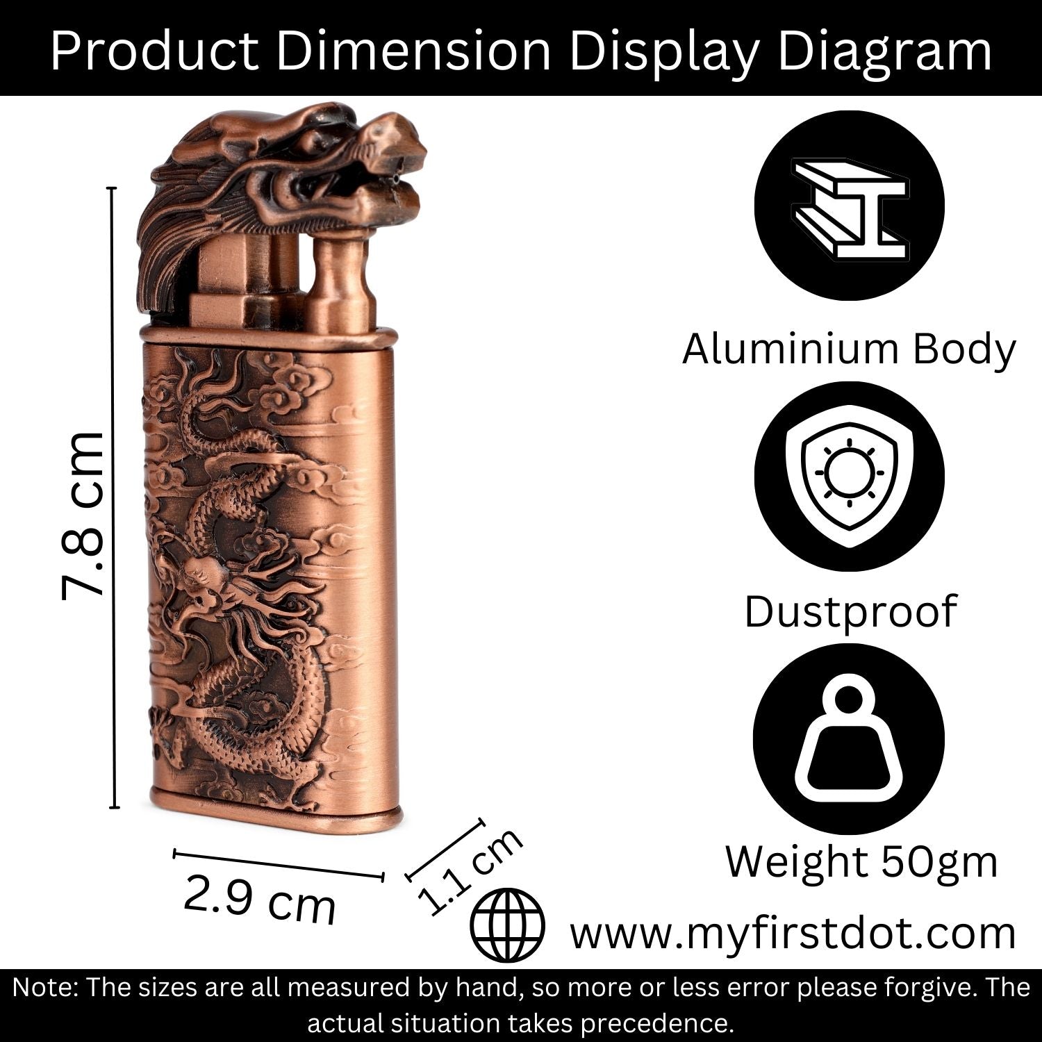 First Dot Dragon Luxury Windproof Lighter Gift for Men - Pocket Lighter