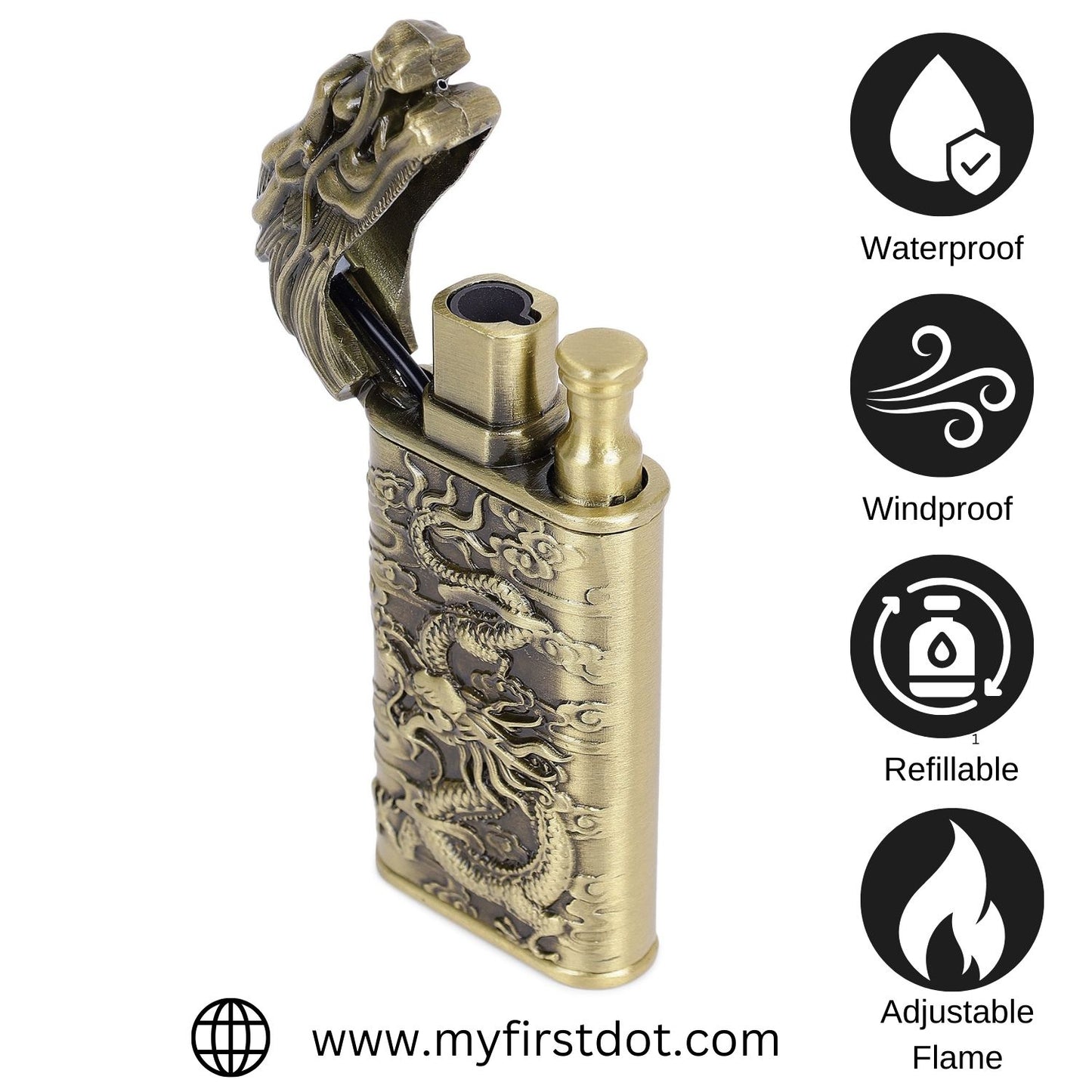 Dragon Double Flame Premium Refillable Cigarette Lighter – Perfect for Gifting | First Dot